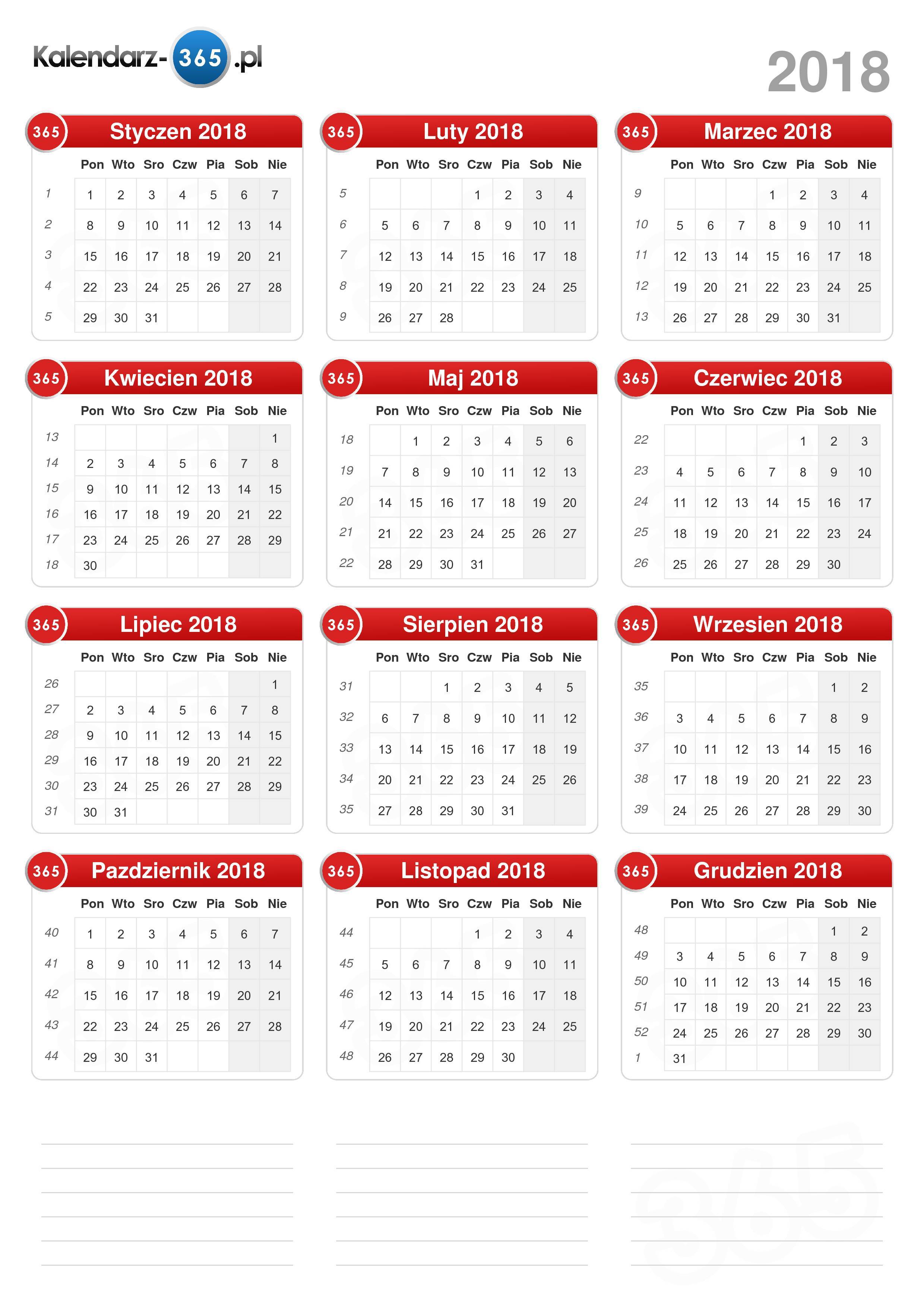 kalendarz 2018 kalendarz